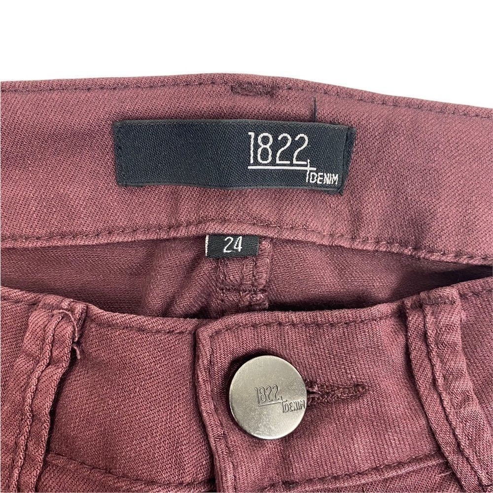 1822 Denim Skinny Jeans Sz 24 Stretch Raw Hems Maroon New WO Tag - Picture 4 of 10